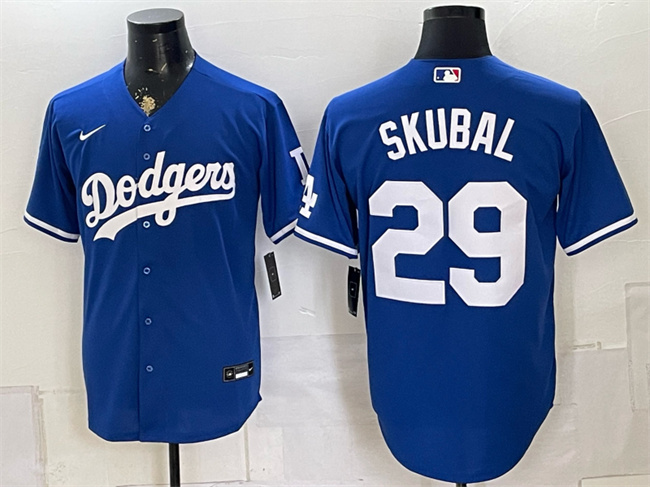 Men's Los Angeles Dodgers #29 Tarik Skubal Royal Cool Base Stitched Baseball Jersey Men's Los Angeles Dodgers #29 Tarik Skubal Royal Cool Base Stitched Baseball Jersey